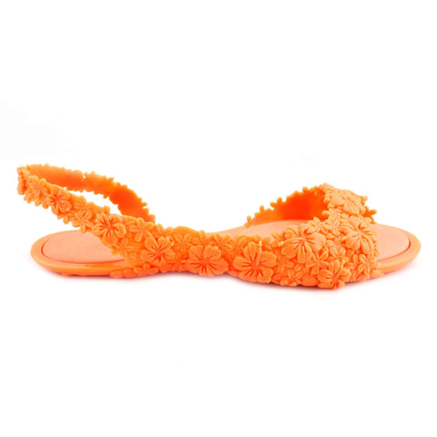 Sunies Neon Orange Womens Flat Sandals